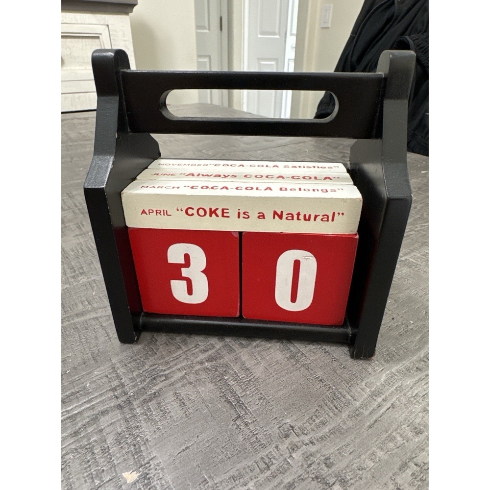 Coca Cola Wooden Block Calendar Vintage Style Coke Slogans Desk Decor